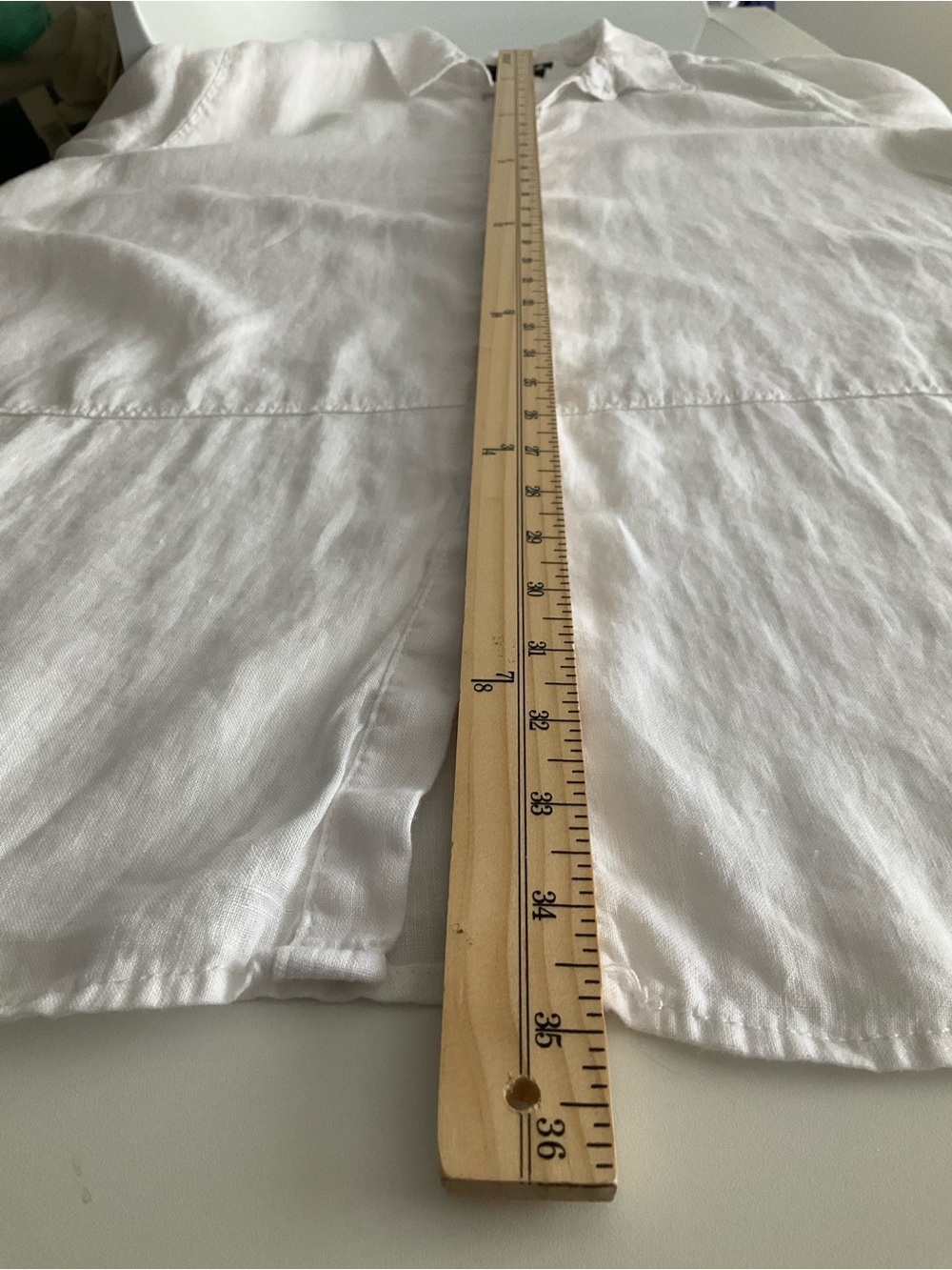 Tahari 2X White Lightweight 100% Linen Button-Down Tunic Shirt - Picture 8 of 9